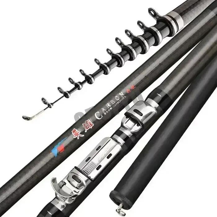 2.7M 3.6M 4.5M 5.4M 6.3M 7.2M canne à pêche télescopique en carbone canne Ultra légère leurre carpe