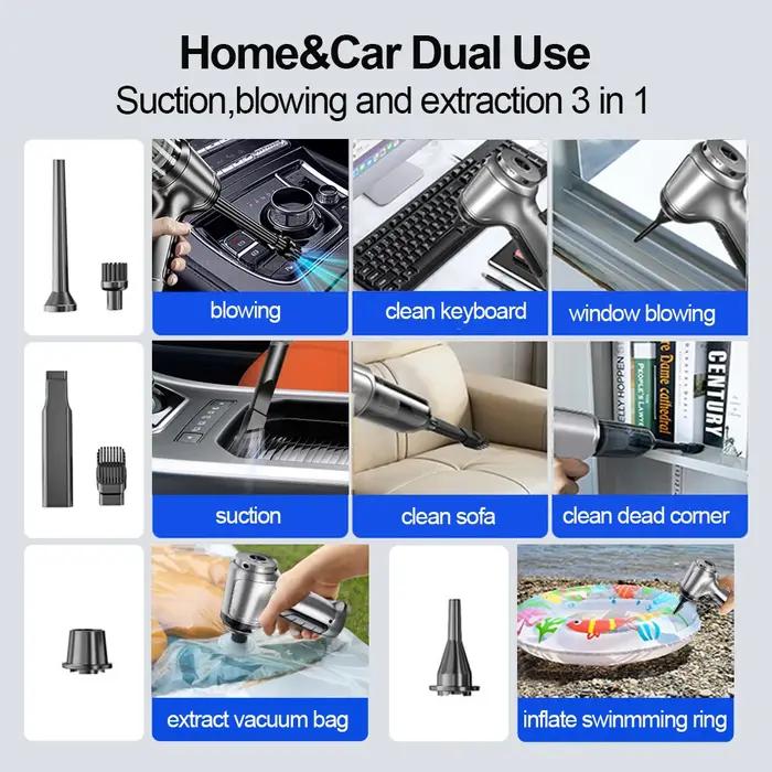 Aspirateur de voiture portable sans fil, souffleur injuste pour voiture et maison, 95000PA, aspirati