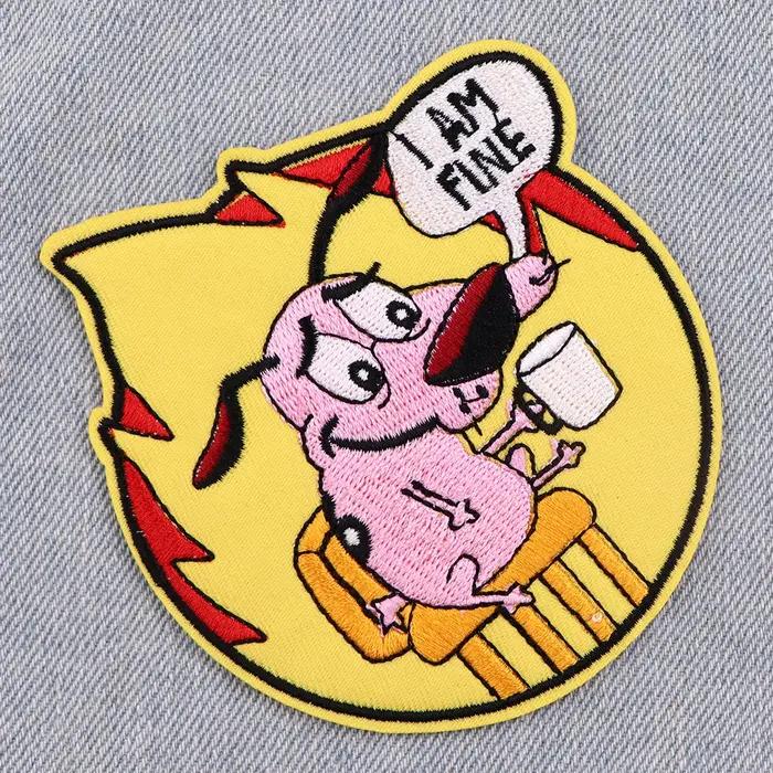 Patch brodé drôle de chien de Courage pour vêtements