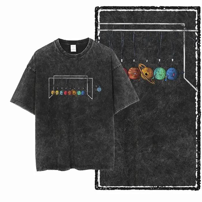 SA ASTRONAUT SPACE THEMES imprimé coton lavé à l'acide graphique unisexe t-shirt Cool Streetwear hom