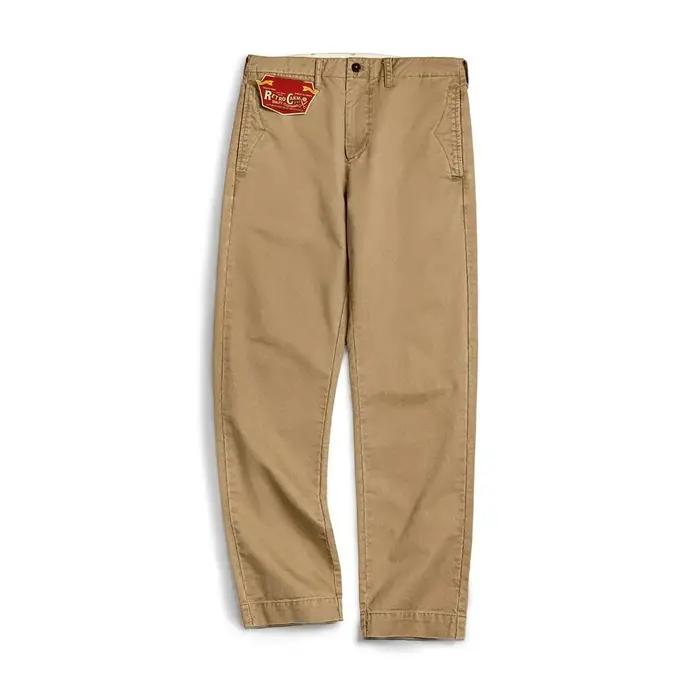Pantalon vintage homme en twill coton lourd - Coupe droite classique automne - Workwear avec fermeture éclair