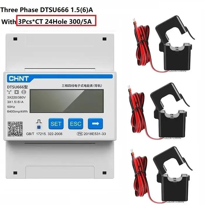 CHINT DDSU666 DTSU666 monophasé DIN Rail Modbus RS485 bidirectionnel puissance d'énergie intelligente KWH compteur