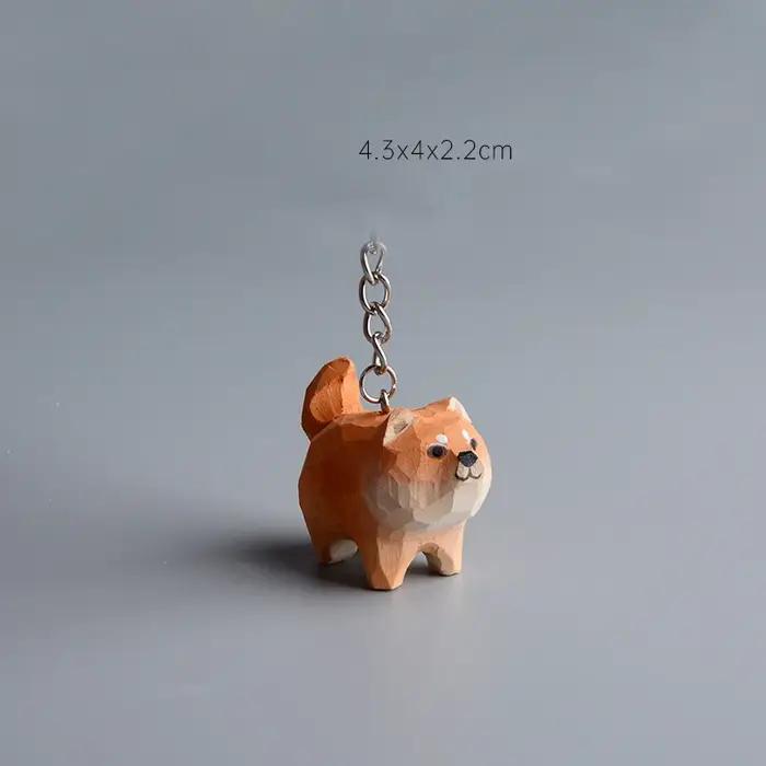 Porte-clé Akita en bois sculpté à la main pour chien