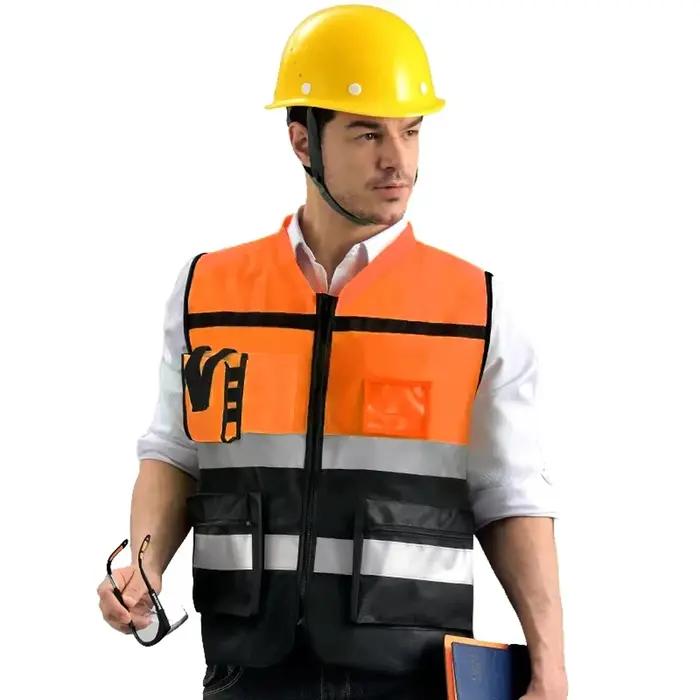 Gilet de travail robuste avec fermeture éclair et poches pour hommes et femmes, polyester tricoté, pour construction et mines, uniforme d'ingénieur ou de volontaire, cadeau professionnel pour homme ou femme