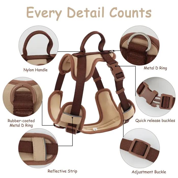 Nouveau Harnais de Luxe pour Chien Couleur Chocolat Anti-Traction pour Grands et Petits Chiens Sangle de Poitrine