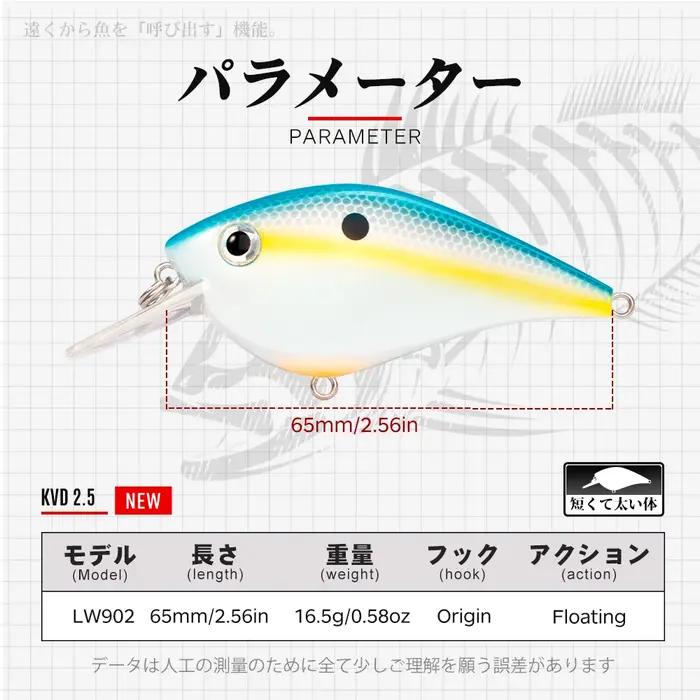 Chasse maison manivelle leurre de pêche flottant 65mm/16.5g Swimbait pour truite bar brochet perche KVD 2.5 Squarebill artificiel lw902