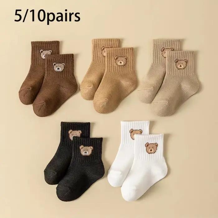 Chaussettes pour bébé en polyester unisexe motif ours de dessin animé pour garçon et fille 1-3 ans toutes saisons