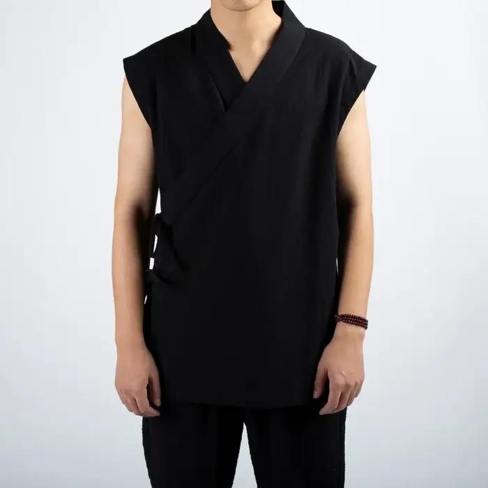 Vêtements traditionnels chinois Hanfu pour hommes 2026 – Veste sans manches en lin et coton