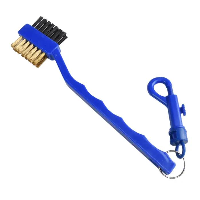 Brosse de nettoyage de golf double face - Nettoyeur de clubs portable et léger à deux têtes avec crochet pour golfeurs