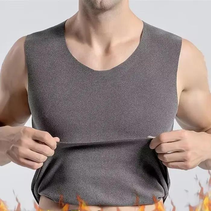 Sous-vêtements pour hommes 37 ° Gilet chauffant en Fiber et velours sans couture pour homme, chemise d'hiver Slim et chaude, sous-vêtement thermique de vitesse