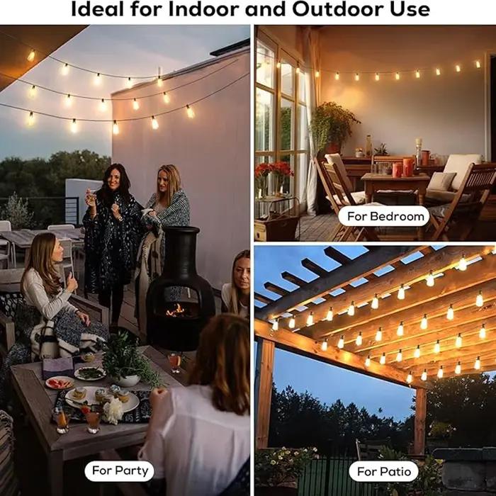Guirlande lumineuse LED ST38 pour l'extérieur, idéale pour les fêtes d'anniversaire, le camping, la