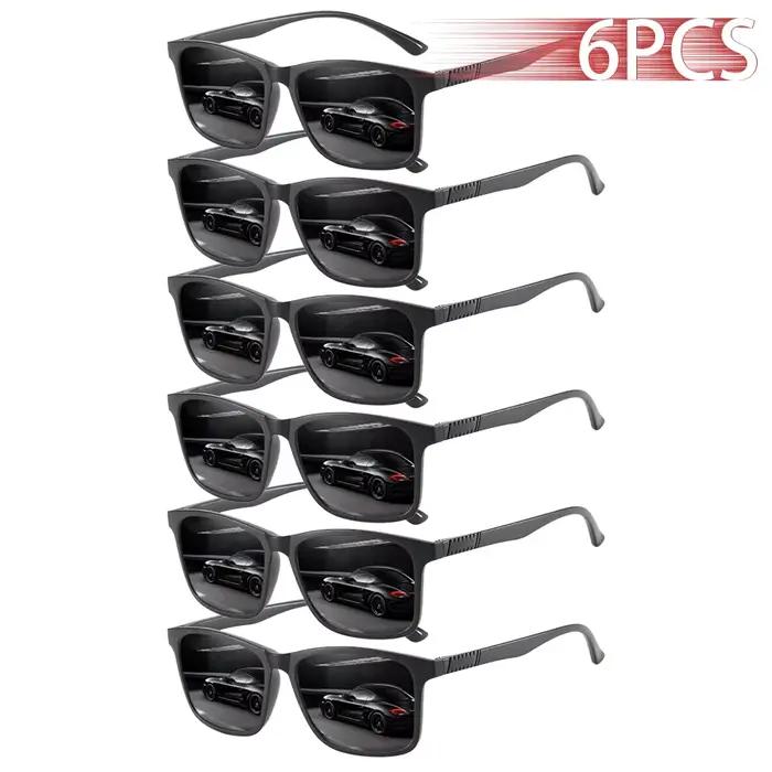6 Paires de Lunettes de Soleil Carrées Vintage à Carreaux Tendance pour Hommes et Femmes, Idéales po