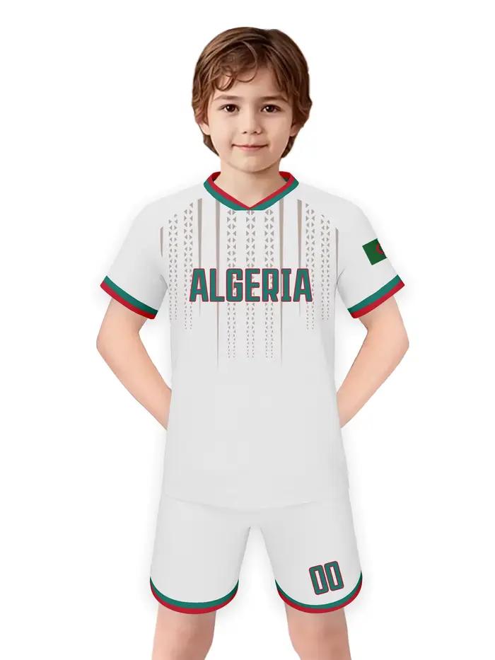 Ensemble de football personnalisé de l'Algérie avec nom et numéro, tenue d'entraînement respirante de l'équipe nationale pour enfants et jeunes occasions spéciales