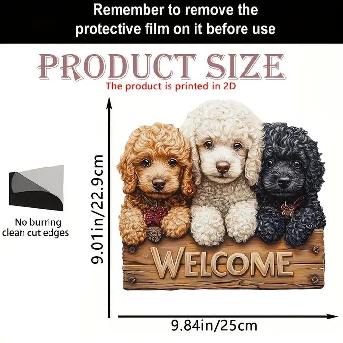 Panneau de bienvenue pour chien en bois plat 2D de 25 cm