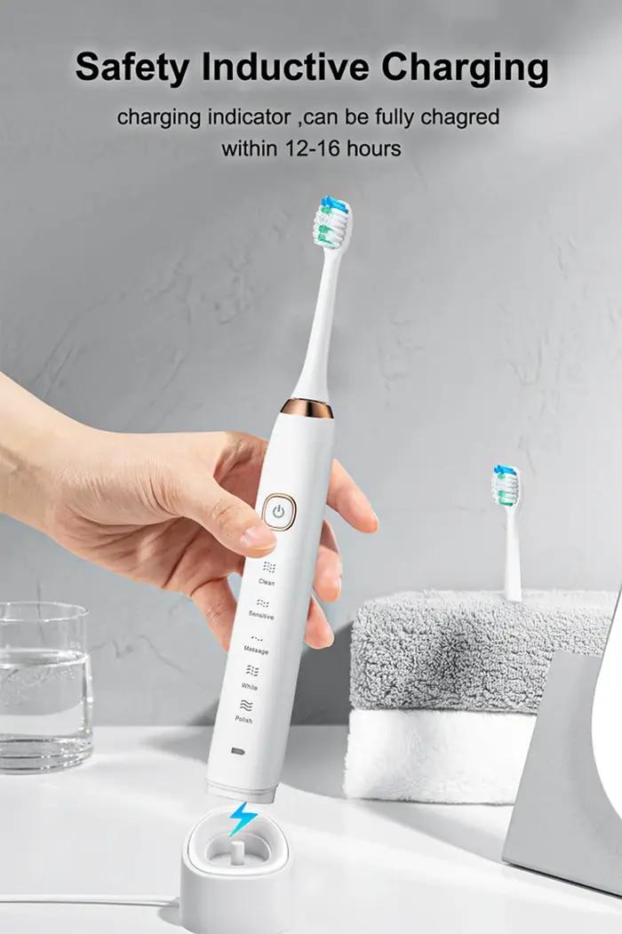 Brosse à dents électrique sonique pour adultes, blanchiment dentaire à ultrasons intelligent, brosse