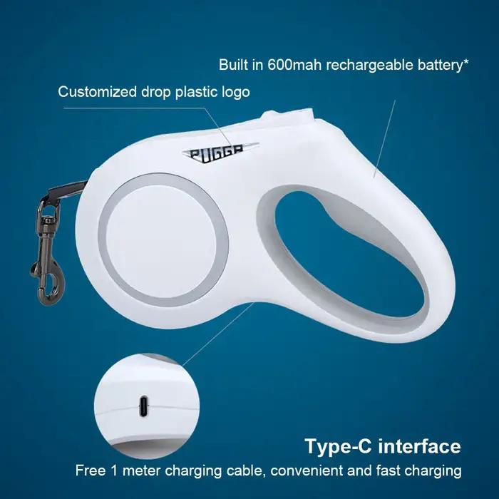 Lampe LED Laisse pour chien Auto Scaling Dog Walking Pet Accessories USB Charge Night