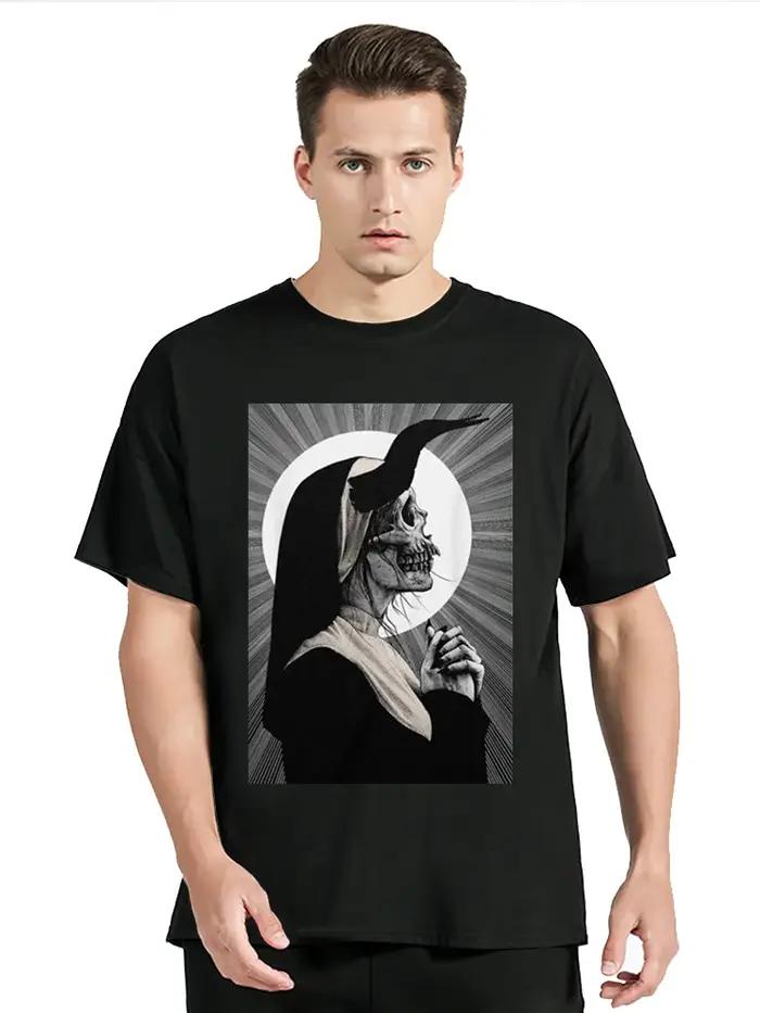 T-Shirt Horror Unholy Nun pour Homme, Streetwear Décontracté à Col Rond, en Coton, à la Mode, Grande Taille, Été