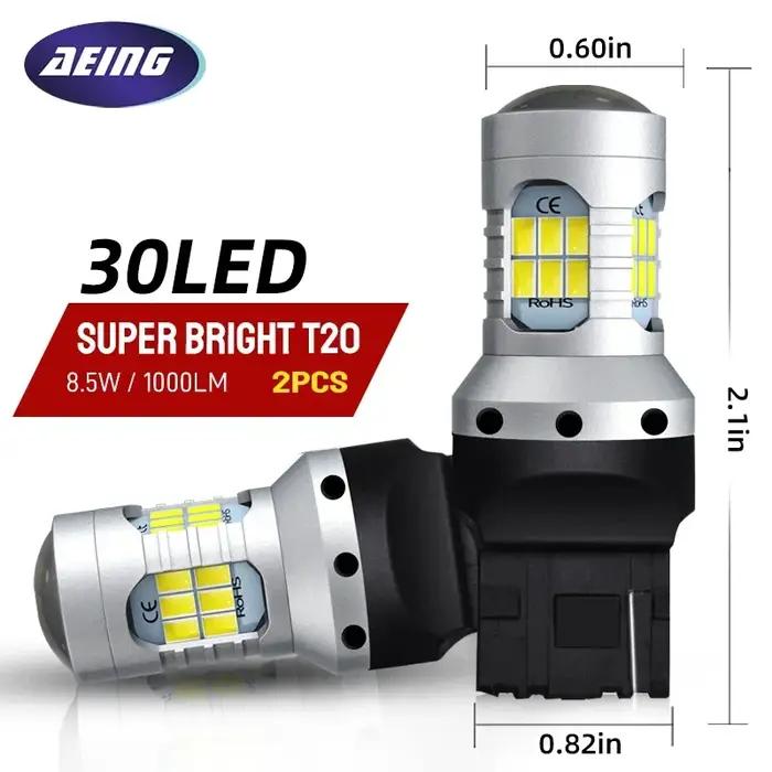 Ampoules LED Feux de Recul T20 7440 W21W Pour VW Golf MK6 2008-2013 Sécurité Routière Lumineuse Blanc Xenon Haute Performance