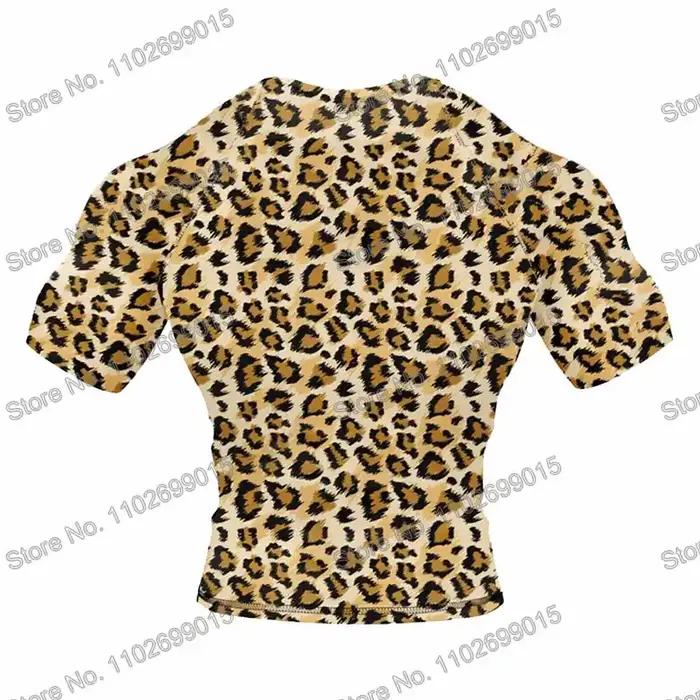 Léopard Vêtements de surf Maillot de bain Hommes Rash Guard Manche courte Protection UV Plongée Maillots