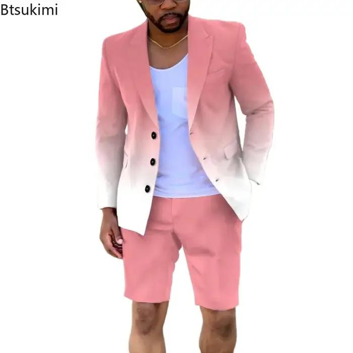 Ensemble deux pièces décontracté et élégant pour homme : costume d'été à manches longues et pantalon court