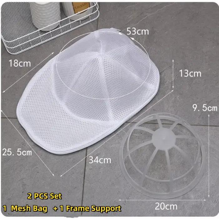 Sac de lavage en maille souple pour casquettes et petits vêtements, avec fermeture éclair, pour mach