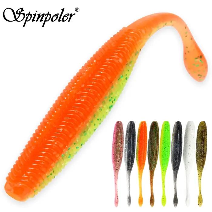 Spinpoler bâton ver Softbait leurre de pêche salé queue droite 75mm 90mm 110mm parfait natation plas