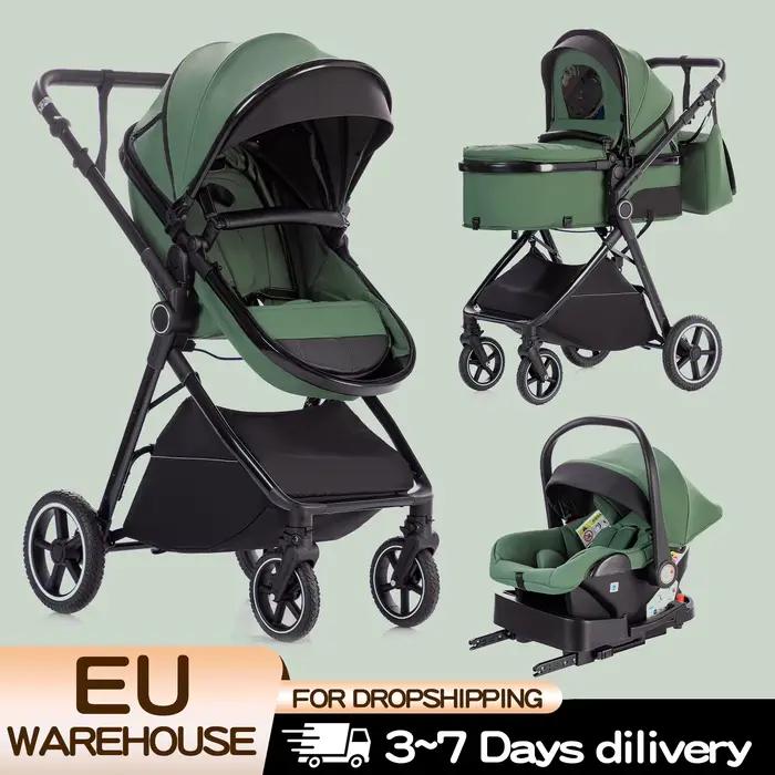 Poussette bébé luxueuse 3 en 1, portable, pliable, légère, pour nouveau-nés, convertible