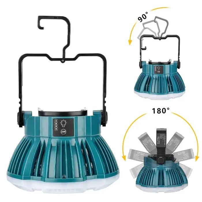 Lampe de travail LED Portable 24W 2400LM avec crochet pour batterie au Lithium Makita/Bosch/Dewalt/M