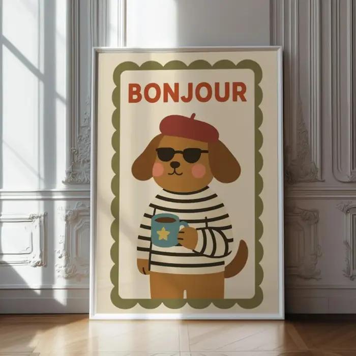 Bonjour Dog – Art mural pour pépinière