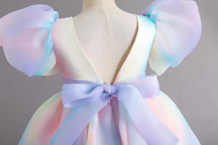 Robe de soirée tutu arc-en-ciel pour filles, costume de princesse pour enfants, vêtements de demoise