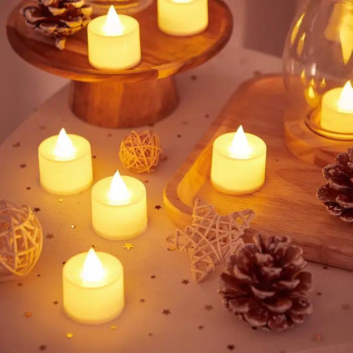 3/6/12/24 pièces sans flamme LED bougies chauffe-plat lumière de mariage bougies romantiques lumière