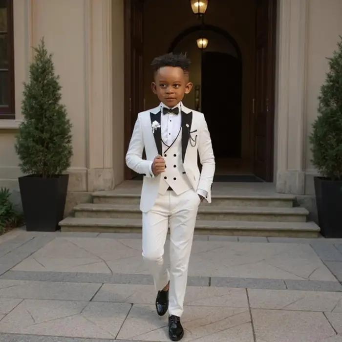 Costumes formels pour garçons de 2 à 16 ans, veste de mariage avec pantalon, gilet, ensemble 3 pièce