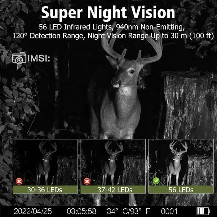 Caméra de chasse à panneau solaire étanche 30MP 2K
