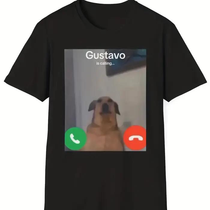 Gustavo le chien drôle appel téléphonique graphique imprimé T-Shirt décontracté à manches courtes col rond femmes T-Shir