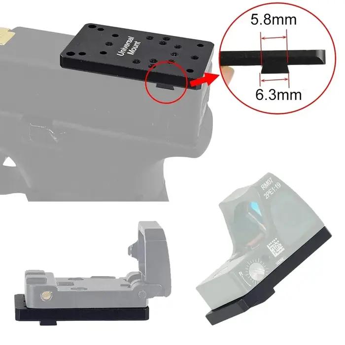 Lunette de visée tactique RM Red Dot, viseur reflex, viseur optique réglable, montage universel G17, plaque de montage de la visée arrière, adaptateur de base