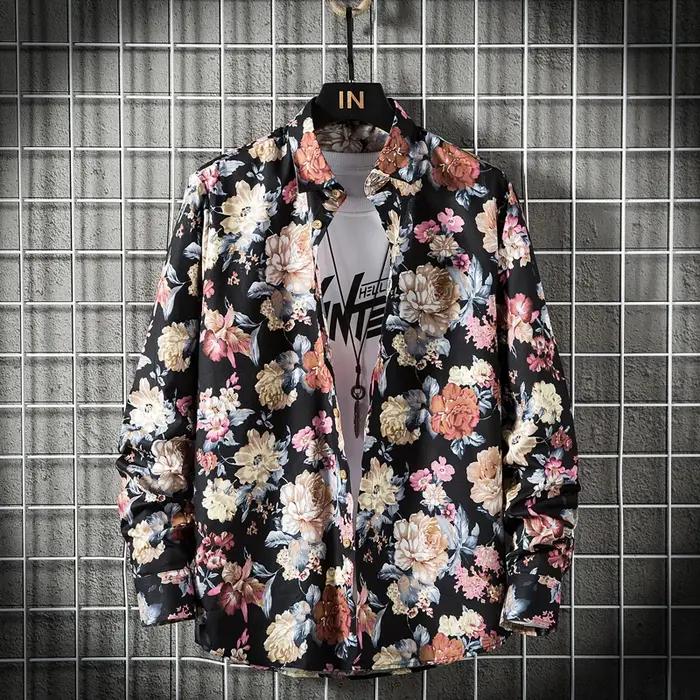 Chemises pour hommes coton vêtements Vintage chemise à fleurs vêtements coréens mode pour hommes pla