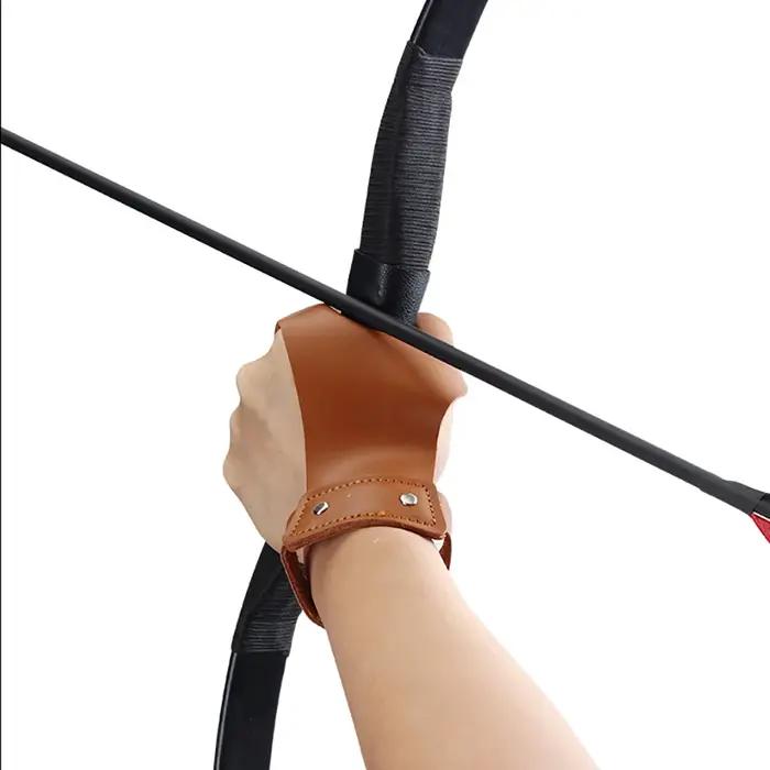Gants de protection en cuir noirs à 2 doigts pour tir à l'arc