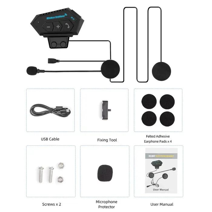 Casque de moto Bluetooth casque casque sans fil moto mains libres stéréo écouteur haut-parleur réduc