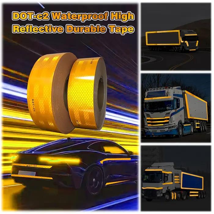 Bande réfléchissante jaune pour camion moto remorque vélo sécurité visibilité nocturne protection conduite nuit sécurité routière