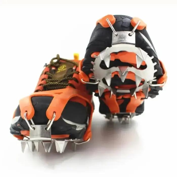 Crampons d'escalade professionnels, 18 goujons, coordonnants, glace, neige, chaussures de marche, poignée à pointe, équipement de plein air d'hiver, équipement de camping, 1 paire