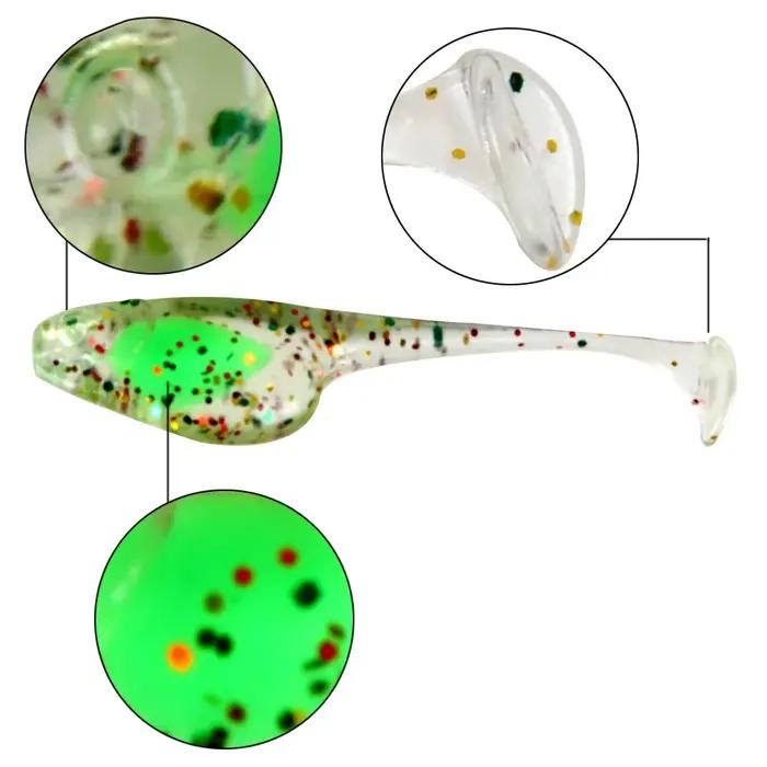 JOHNCOO 5 cm 0.8g T pagaie queue Shad Ajing leurre de pêche Rockfish caoutchouc souple leurre artifi