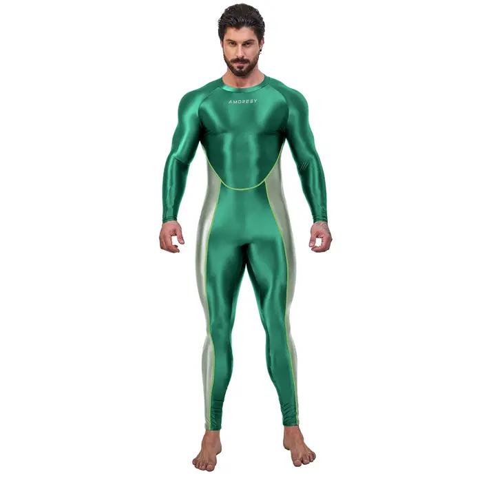 AMORESY Draco série hommes couleur bloc body pleine longueur Spandex collants de sport Catsuit combishort maillots