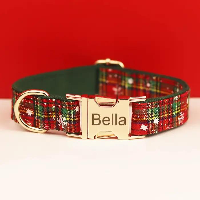 Collier pour chien avec motif écossais personnalisable tour de cou réglable pour animaux de compagnie style festive élégant à offrir pour chiens occasions spéciales