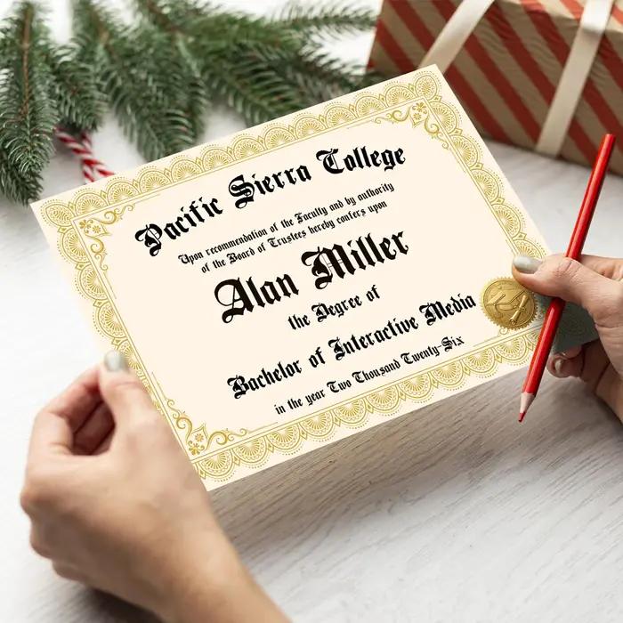 6 cartes de diplôme personnalisées, nom, établissement scolaire, diplôme et année personnalisés, faux diplôme de remise de diplôme, pour accessoire photo de fête ou carte postale
