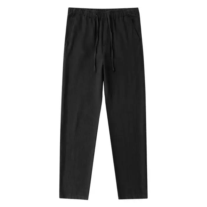Pantalon en coton et lin pour homme, respirant, couleur unie, Fitness, Streetwear, dos avec poche, n