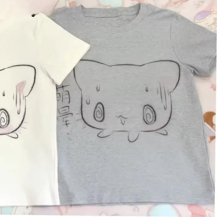 T-shirt japonais à manches courtes et col rond pour femme