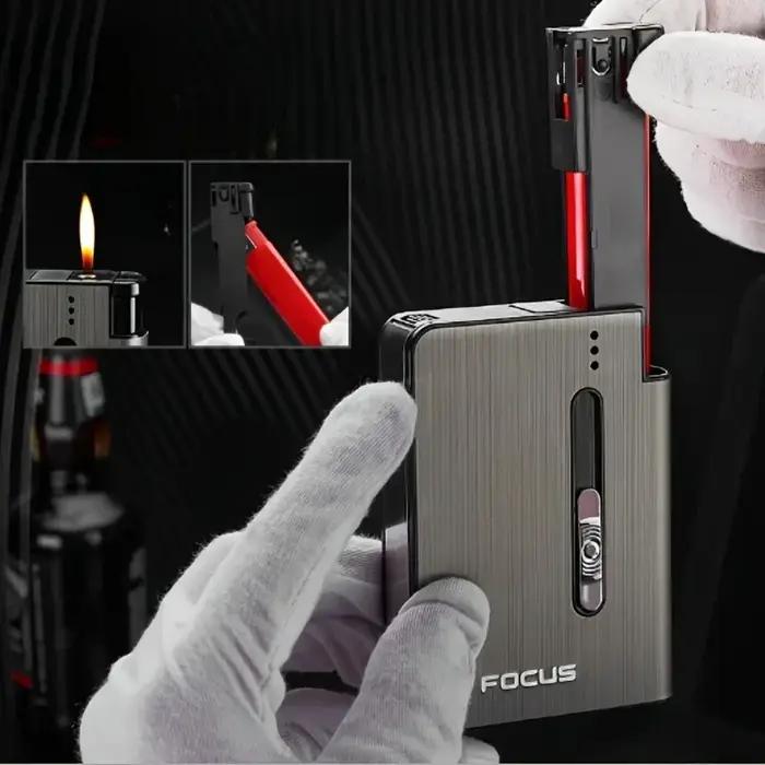 1pc 10 paquets de cigarettes de cigarettes automatiques et feux d'artifice étui à cigarettes intégré accessoires de fumée (à l'exclusion des briquets)