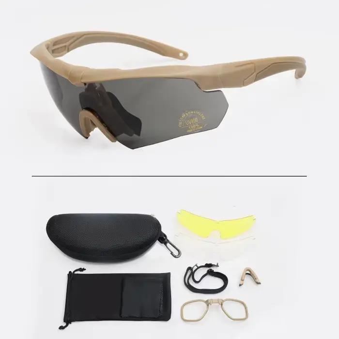 Lunettes tactiques militaires CS Airsoft lunettes de tir coupe-vent HD à 3 lentilles lunettes de sécurité pour motocross moto alpinisme occasions extérieures