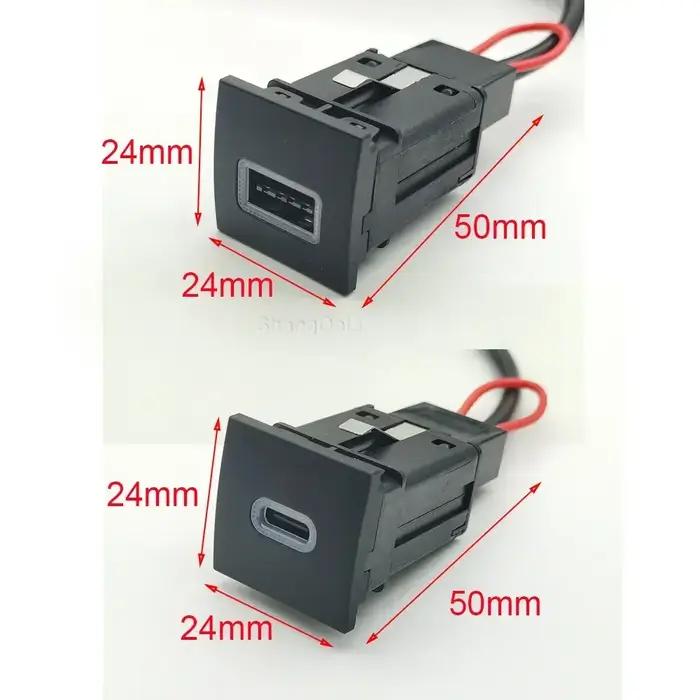 Nouveau chargeur USB de voiture LED rouge PD, adaptateur de Charge rapide pour téléphone, bouton de