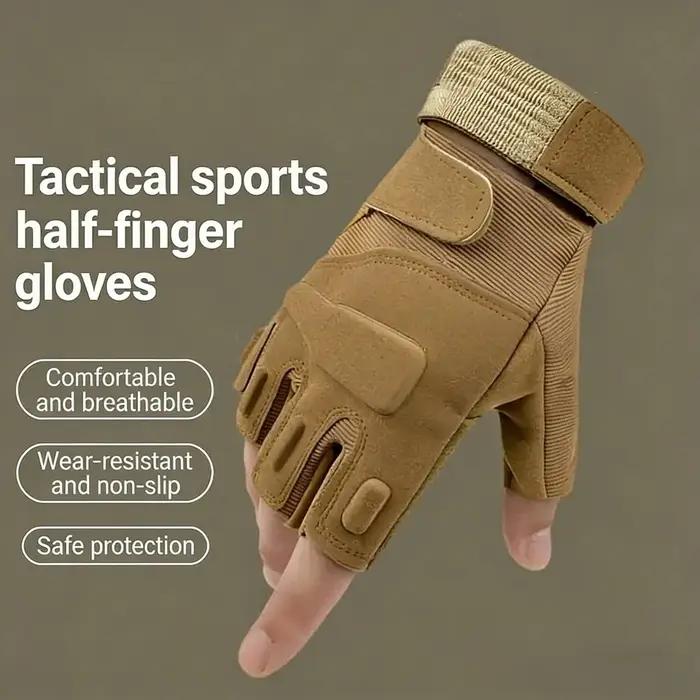 Gants tactiques mi-doigts hommes anti-dérapants - Protection cyclisme et escalade outdoor